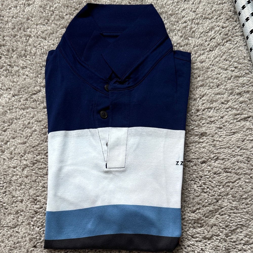Z Zegna Navy and Light Blue Polo Shirt